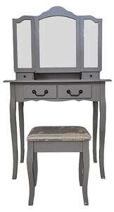TEMPO Toaletní stolek s taburetem, šedá / stříbrná, REGINA NEW