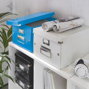 Modrý kartonový úložný box s víkem 28x37x20 cm Click&Store – Leitz