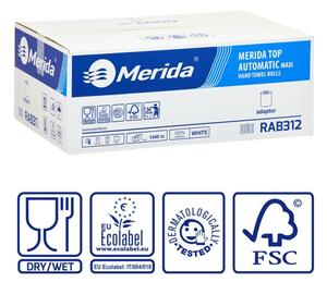 Merida RAB312 - Papírové ručníky v rolích s adapt. MAXI AUTOMATIC, 2-vrst.,100%celul., 240 m, (6rolí