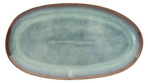 Oválný kameninový talíř Green Reactive Glaze 36 cm