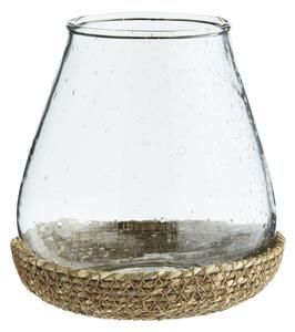 Skleněný svícen s jutovým podtáckem 12 cm