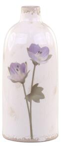 Krémová keramická dekorační váza s květem Versailles - Ø 11*26cm