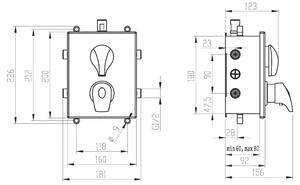 Novaservis Podomítková termostatická baterie s boxem, 3 vývody (BOX57052RXT,0)