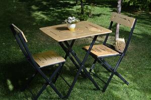 Sada zahradního stolu a židlí (3 kusy) Bonita (hnědá + černá). 1083041
