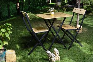 Sada zahradního stolu a židlí (3 kusy) Bonita (hnědá + černá). 1083041