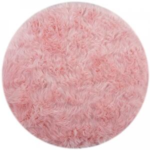 Hans Home | Kusový koberec Faux Fur Sheepskin Pink kruh