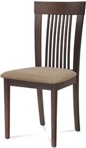 Jídelní židle, masiv buk, barva ořech, látkový béžový potah BC-3940 WAL