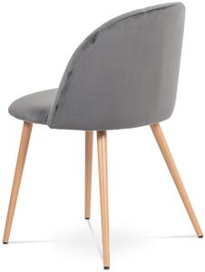 Jídelní židle - šedá sametová látka, kovová podnož, 3D dekor buk CT-381 GREY4