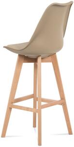 Barová židle, cappuccino plast+ekokůže, nohy masiv buk CTB-801 CAP