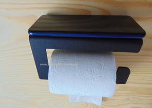 Nástěnný držák toaletního papíru černý kovový hloubka 6,5 cm
