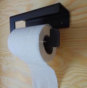 Nástěnný držák toaletního papíru černý kovový hloubka 6,5 cm