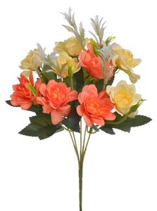 Kytice jiřin 10 květů - meruňková/oranžová 31 cm