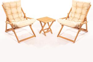 Souprava zahradního stolu a židlí (3 kusy) Myone (hnědá + krémová). 1082995