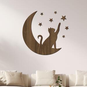 Dřevo života | Dřevěná dekorace Měsíční kočka | Rozměry (cm): 40x38 | Barva: Bílá