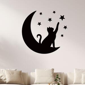 Dřevo života | Dřevěná dekorace Měsíční kočka | Rozměry (cm): 40x38 | Barva: Černá