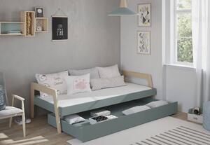 Dětská postel reicca s úložným prostorem 90 x 200 cm zelená