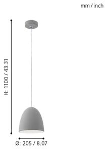 Eglo 92521 - Závěsné svítidlo PRATELLA E27/60W/230V