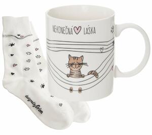 Orion Dárkový hrnek s ponožkami Nekonečná láska kočka 350 ml