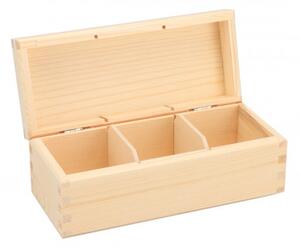 ČistéDřevo Dřevěná krabička na čaj (3 přihrádky)