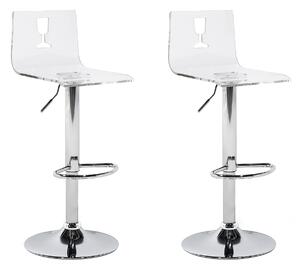 Sada dvou barových židlí průhledný bílý plast BUSAN
