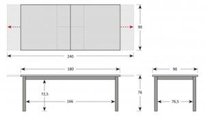 Doppler FIRENZE - rozkládací hliníkový stůl 180/240 x 90 x 75 cm