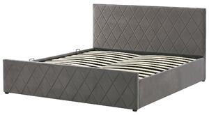 Sametová postel s úložným prostorem 180 x 200 cm šedá ROCHEFORT