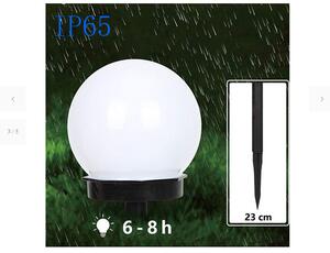 Verk 12285 Zahradní solární lampa koule bílá, 10 cm, IP65, 4 ks
