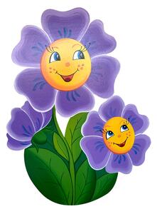 Dětská nástěnná dekorace ze dřeva Květina fialová