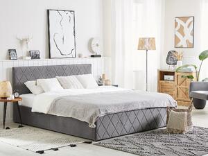 Sametová postel s úložným prostorem 160 x 200 cm šedá ROCHEFORT