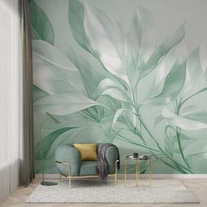 Fototapety Listy magnólie v bílých a zelených tónech, měkké osvětlení, elegantní kompozice, detailní, Fototapety akvarel, w09385v1 : uwalls.cz