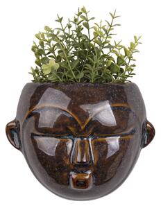 PRESENT TIME Nástěnný podstavec na květináč Mask tmavě hnědá 18,1 × 14,5 × 7,8 cm