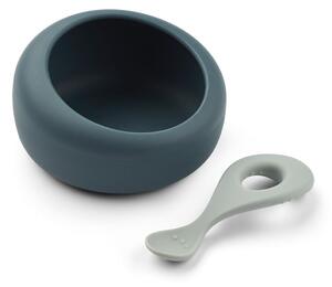 Silikonová miska + lžička pro děti Sparia Whale Blue