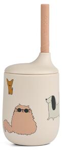 Silikonový hrneček s brčkem Ellis Cats and Dogs 230 ml