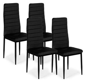 ModernHOME Židle s profilovanou opěrkou - BLACK VELVET - 4 kusy VELVET4CZARNY4