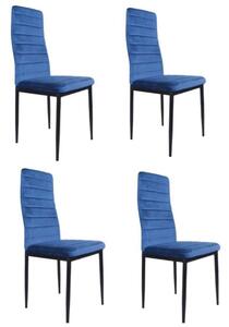 ModernHOME Židle s profilovanou opěrkou - BLUE VELVET - 4 kusy