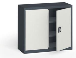 Plechová policová skříň METAL, 800 x 950 x 400 mm, 2 police, tmavě šedá / šedá