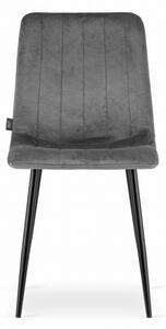 Sada 4 ks šedých sametových židlí LAVA