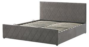 Sametová postel s úložným prostorem 160 x 200 cm šedá ROCHEFORT