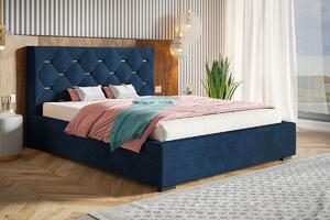 Zdobená čalouněná postel Sofija 160x200 cm Barva: Modrá - Kronos 09