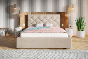 Velká postel se zdobeným čelem Sofija 200x200 cm Barva: Béžová - Jasmine 21