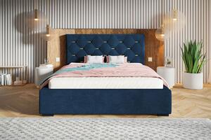 Velká postel se zdobeným čelem Sofija 200x200 cm Barva: Modrá - Kronos 09