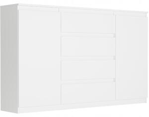 Komoda 160 cm zásuvky dveře skíka FRAMIRE R-160-S4 bílá