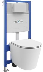 Mexen WC podomítkový set Felix Slim stojan s WC mísou Rico a pomalu padajícím sedátkem, Matná bílá
