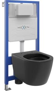 Mexen WC podomítkový set Felix Slim stojan s WC mísou Carmen, Matná černá