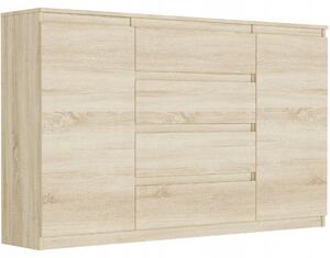 Komoda 160 cm zásuvky dveře skíka FRAMIRE R-160-S4 sonoma