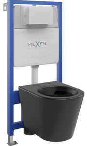 Mexen WC podomítkový set Felix Slim stojan s WC mísou Rico, Matná černá