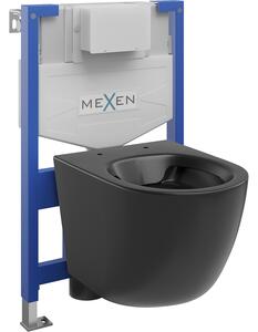 Mexen WC podomítkový set Felix XS-F stojan s WC mísou Lena, Matná černá