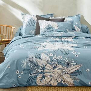 Blancheporte Povlečení Elyse, bavlna, s potiskem květin a palmových listů modrá 70x90cm a 140x200cm(*)