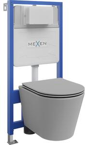 Mexen WC podomítkový set Felix Slim stojan s WC mísou Rico a pomalu padajícím sedátkem, Světle matov