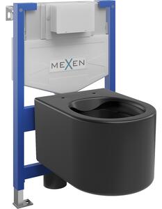 Mexen WC podomítkový set Felix XS-F stojan s WC mísou Sofia, Matná černá